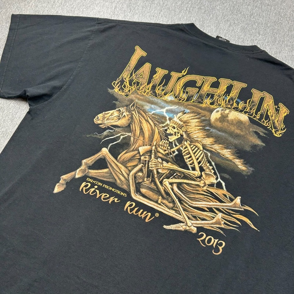 Laughlin‎ River Run 2013 Short Sleeve Tshirt Mens 2XL Black Skeleton Horse Biker
